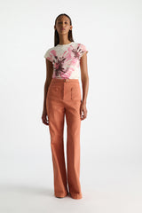Dorothee Schumacher T-shirt with XL Floral Digital Print in Pink Cream