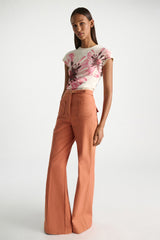 Dorothee Schumacher T-shirt with XL Floral Digital Print in Pink Cream