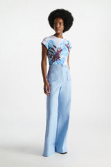 Dorothee Schumacher T-shirt with XL Floral Digital Print in Light Blue