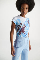Dorothee Schumacher T-shirt with XL Floral Digital Print in Light Blue