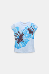 Dorothee Schumacher T-shirt with XL Floral Digital Print in Light Blue