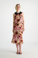 Dorothee Schumacher Midi Skirt with 3D Floral Embroidery in Pink