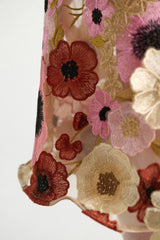 Dorothee Schumacher Midi Skirt with 3D Floral Embroidery in Pink