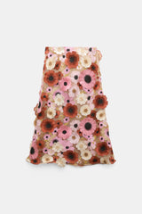 Dorothee Schumacher Midi Skirt with 3D Floral Embroidery in Pink