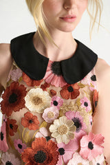 Dorothee Schumacher A-line Sleeveless Top with 3D Floral Embroidery in Pink