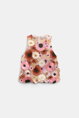 Dorothee Schumacher A-line Sleeveless Top with 3D Floral Embroidery in Pink