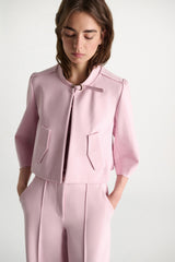 Dorothee Schumacher Cropped Knit Punto Milano Sporty Jacket in Pink