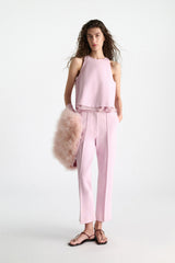 Dorothee Schumacher Knick Flare Knit Punto Milano Trousers in Pink