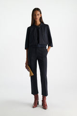 Dorothee Schumacher Knick Flare Knit Punto Milano Trousers in Navy