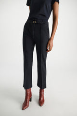 Dorothee Schumacher Knick Flare Knit Punto Milano Trousers in Navy