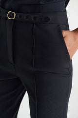 Dorothee Schumacher Knick Flare Knit Punto Milano Trousers in Navy