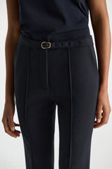 Dorothee Schumacher Knick Flare Knit Punto Milano Trousers in Navy