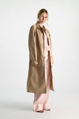 Dorothee Schumacher Technical Cotton Trench Coat in Camel
