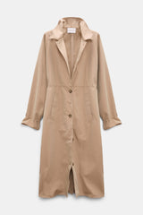 Dorothee Schumacher Technical Cotton Trench Coat in Camel