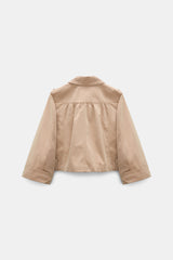 Dorothee Schumacher Cropped Technical Cotton Trench Jacket in Camel