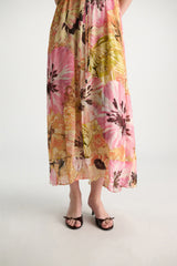 Dorothee Schumacher Viscose Georgette Halter Dress with Fower Appliqué in Sunset Pink