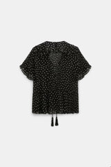 Dorothee Schumacher Polka Dot Blouse in Crinkle Viscose Georgette in Black