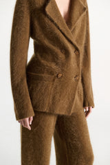 Dorothee Schumacher Merino-cashmere Double-breasted Blazer in Porcini Vancouver. Shop Online or in Store.