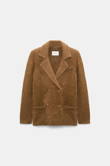 Dorothee Schumacher Merino-cashmere Double-breasted Blazer in Porcini Vancouver. Shop Online or in Store.