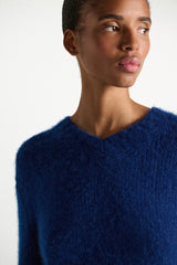 Dorothee Schumacher Cashmere V-neck Pullover in Royal Blue Vancouver. Shop Online or in Store.