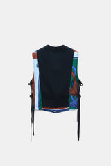 Dorothee Schumacher Merino-Cashmere Knit Patchwork Vest in Navy