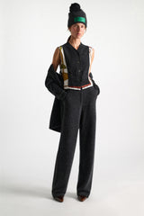 Dorothee Schumacher Merino-Cashmere Knit Patchwork Vest in Grey