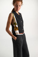 Dorothee Schumacher Merino-Cashmere Knit Patchwork Vest in Grey