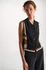 Dorothee Schumacher Merino-Cashmere Knit Patchwork Vest in Grey