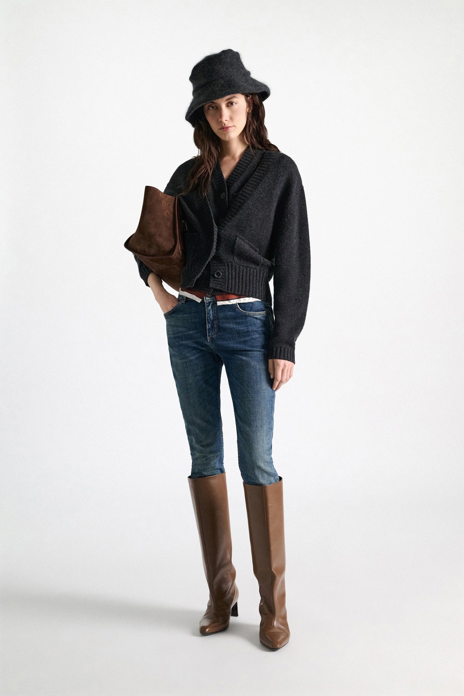 Dorothee Schumacher Cropped Merino-Cashmere Knit V-Neck Cardigan