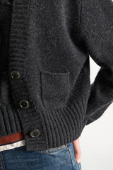 Dorothee Schumacher Cropped Merino-Cashmere Knit V-Neck Cardigan in Dark Grey