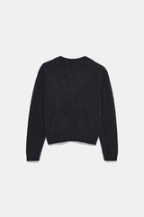 Dorothee Schumacher Cropped Merino-Cashmere Knit V-Neck Cardigan in Dark Grey