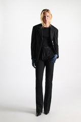 Dorothee Schumacher Rib Knit Cotton Tank Top with Lace Trim in Black