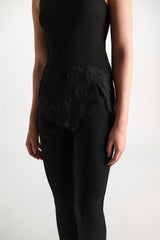 Dorothee Schumacher Rib Knit Cotton Tank Top with Lace Trim in Black