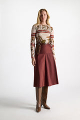Dorothee Schumacher Printed Mesh Tulle Long-Sleeve Shirt in Cream Terracotta