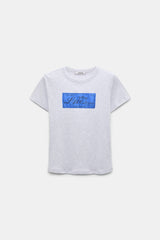 Dorothee Schumacher Telling Love Stories Fitted Tee in Grey and Blue
