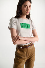 Dorothee Schumacher Telling Love Stories Fitted Tee in Grey and Green