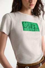 Dorothee Schumacher Telling Love Stories Fitted Tee in Grey and Green
