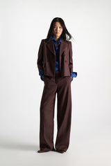 Dorothee Schumacher Virgin Wool Boxy Blazer in Cinnamon Tweed