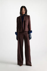 Dorothee Schumacher Virgin Wool Boxy Blazer in Cinnamon Tweed