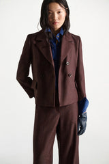 Dorothee Schumacher Virgin Wool Boxy Blazer in Cinnamon Tweed