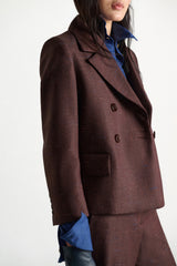 Dorothee Schumacher Virgin Wool Boxy Blazer in Cinnamon Tweed