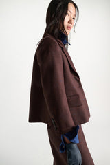 Dorothee Schumacher Virgin Wool Boxy Blazer in Cinnamon Tweed