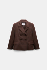 Dorothee Schumacher Virgin Wool Boxy Blazer in Cinnamon Tweed
