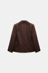 Dorothee Schumacher Virgin Wool Boxy Blazer in Cinnamon Tweed