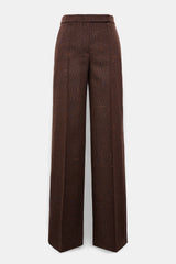 Dorothee Schumacher Wide Leg Suiting Pants in Virgin Wool in Cinnamon Tweed