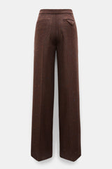 Dorothee Schumacher Wide Leg Suiting Pants in Virgin Wool in Cinnamon Tweed