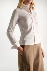 Dorothee Schumacher Slim-Fit Stretch Poplin Blouse With Memory Wire Details in White