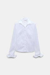 Dorothee Schumacher Slim-Fit Stretch Poplin Blouse With Memory Wire Details in White
