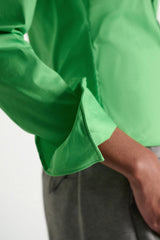 Dorothee Schumacher Slim-Fit Stretch Poplin Blouse With Memory Wire Details in Green
