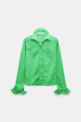 Dorothee Schumacher Slim-Fit Stretch Poplin Blouse With Memory Wire Details in Green